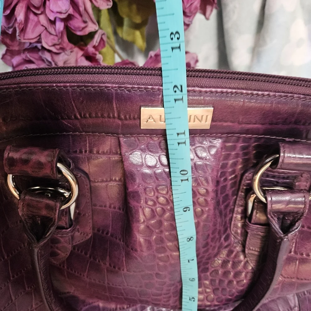 Ausilini Chic Crocodile-Embossed Purple Large Luxury Shoulder Bag EUC
